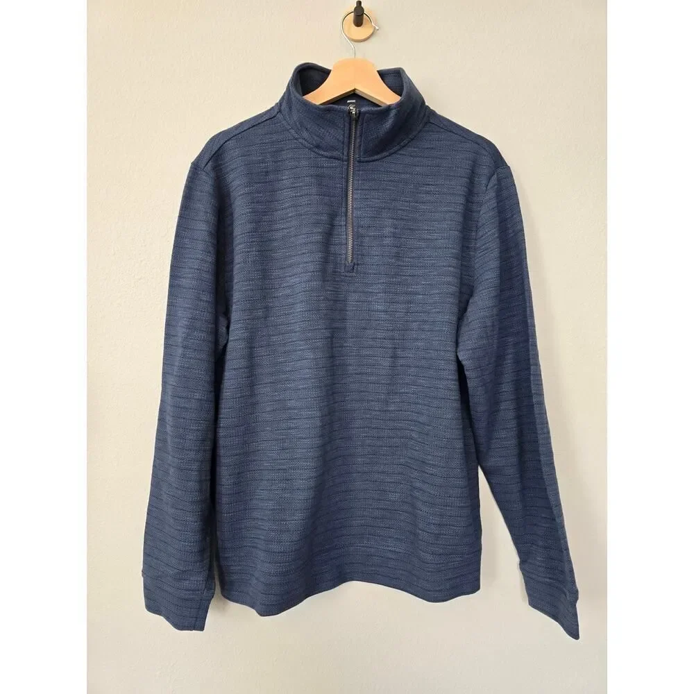 Dockers Men’s Small Blue Quarter‑Zip Knit Sweater NWT Smart Casual Preppy Office